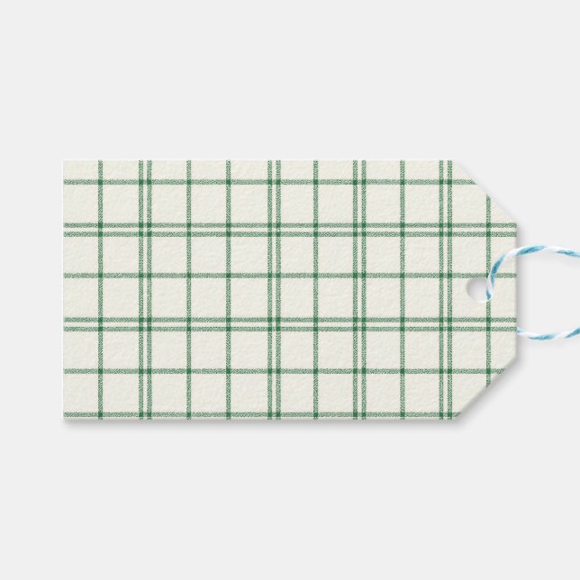 Etiqueta Para Presente Mint Plaid (Frente (horizontal))