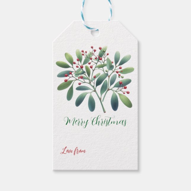 Etiqueta Para Presente Mistletoy Greenery Simple Decor (Frente)