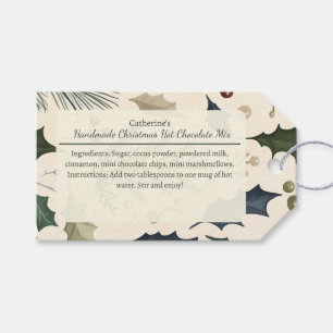 Etiqueta Para Presente Mistura de Chocolate Quente de Natal com Folhas de