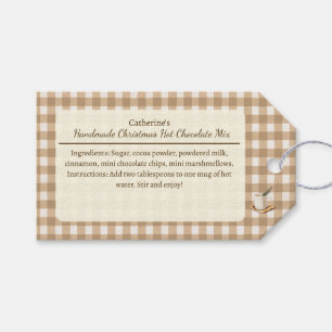 Etiqueta Para Presente Mistura de Chocolate Quente de Natal Gingham Marro