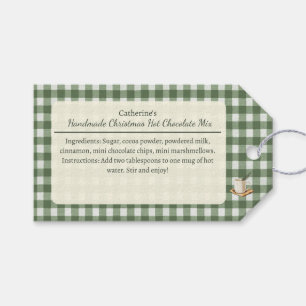 Etiqueta Para Presente Mistura de Chocolate Quente de Natal Green Gingham