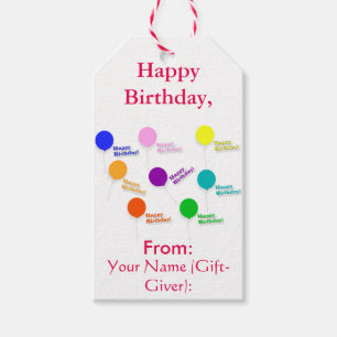 Etiqueta Para Presente Modelo colorido do feliz aniversario dos balões