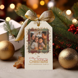 Etiqueta Para Presente Modelo de foto de Natal com acabamento em tartan I