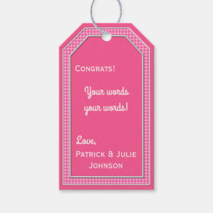 Etiqueta Para Presente Modelo de Gingham-HANG/GIFT TAG Pastel branco-rosa