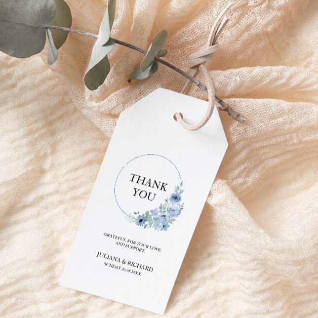 Etiqueta Para Presente Modelo do Favor do Casamento Azul, (Blue Wedding Favor Tag Template,)