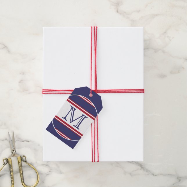 Etiqueta Para Presente Modelo - Personalize seu texto, monograma e backgr (Com cordão)