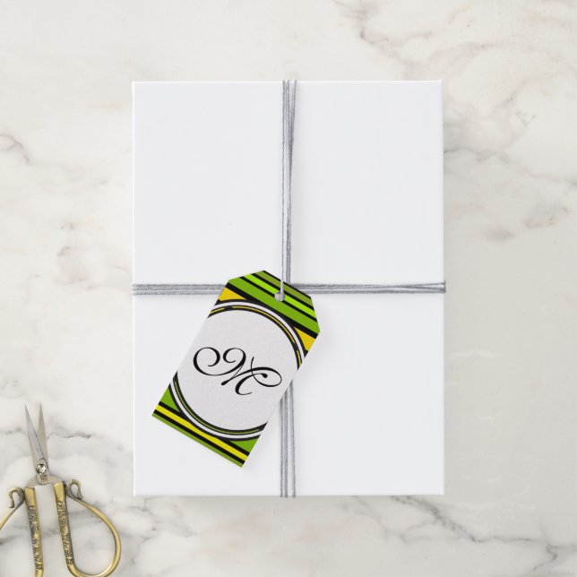 Etiqueta Para Presente Modelo - Personalize seu texto, monograma e backgr (Com cordão)