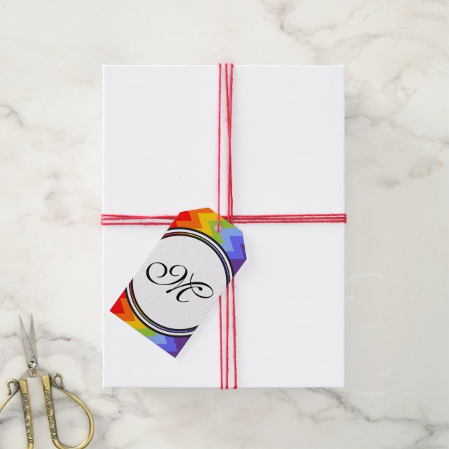 Etiqueta Para Presente Modelo - Personalize seu texto, monograma e backgr (Com cordão)