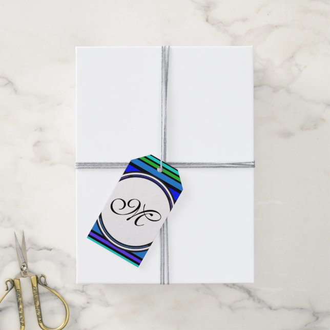 Etiqueta Para Presente Modelo - Personalize seu texto, monograma e backgr (Com cordão)