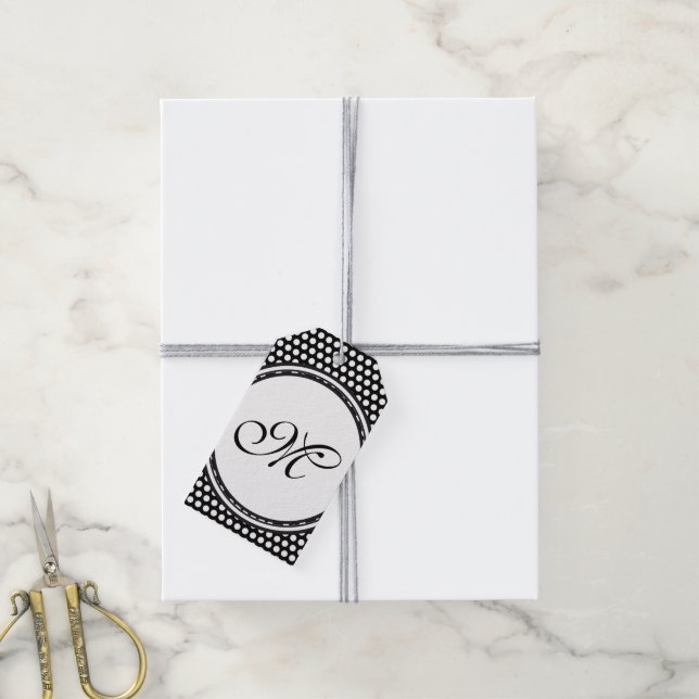 Etiqueta Para Presente Modelo - Personalize seu texto, monograma e backgr (Com cordão)