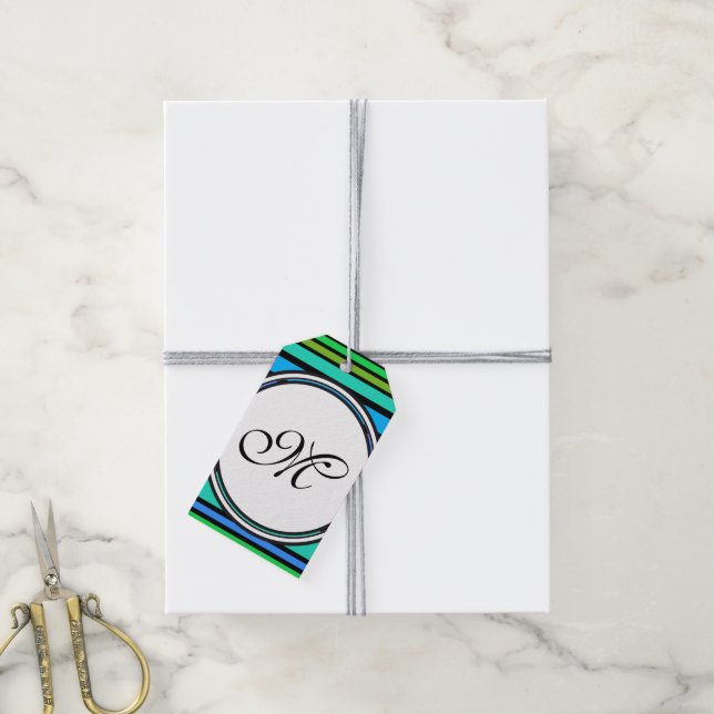 Etiqueta Para Presente Modelo - Personalize seu texto, monograma e backgr (Com cordão)