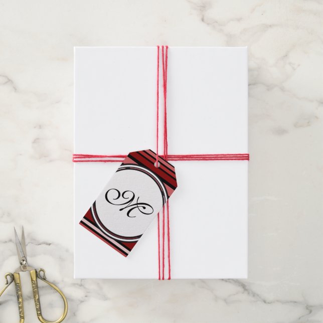 Etiqueta Para Presente Modelo - Personalize seu texto, monograma e backgr (Com cordão)