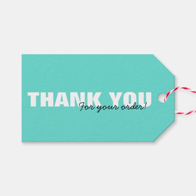 Etiqueta Para Presente Modern Aqua Blue Obrigado pelo seu pedido (Frente (horizontal))