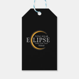Etiqueta Para Presente Modern Black & Dourado 2024 Texas Total Eclipse So
