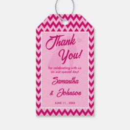 Etiqueta Para Presente Modern Blush Pink Chevron Stripe Wedding Thank You