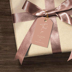 Etiqueta Para Presente Modern Blush Pink Weding Favor Obrigado Tag Presen