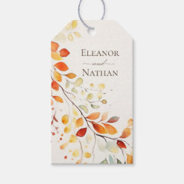 Etiqueta Para Presente Modern Boho Watercolor Autumn Deixa Casamento
