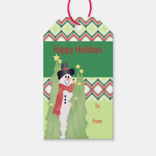 Etiqueta Para Presente Modern Cute Snowman (Frente)