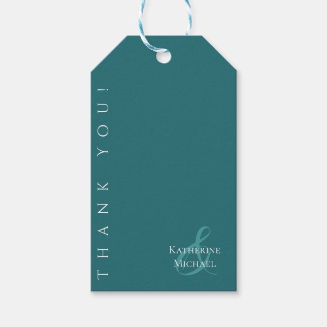 Etiqueta Para Presente Modern Emerald Green-Wedding Obrigado. (Frente)