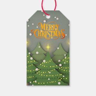 Etiqueta Para Presente Modern Green Christmas Tree Forest