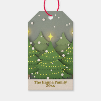 Etiqueta Para Presente Modern Green Christmas Tree Forest