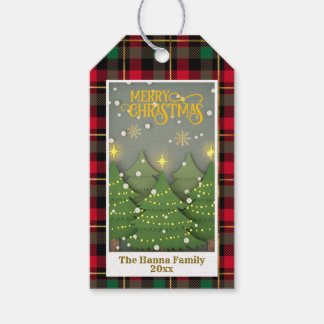 Etiqueta Para Presente Modern Green Christmas Tree Forest