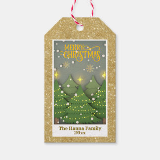 Etiqueta Para Presente Modern Green Christmas Tree Forest