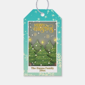 Etiqueta Para Presente Modern Green Christmas Tree Forest