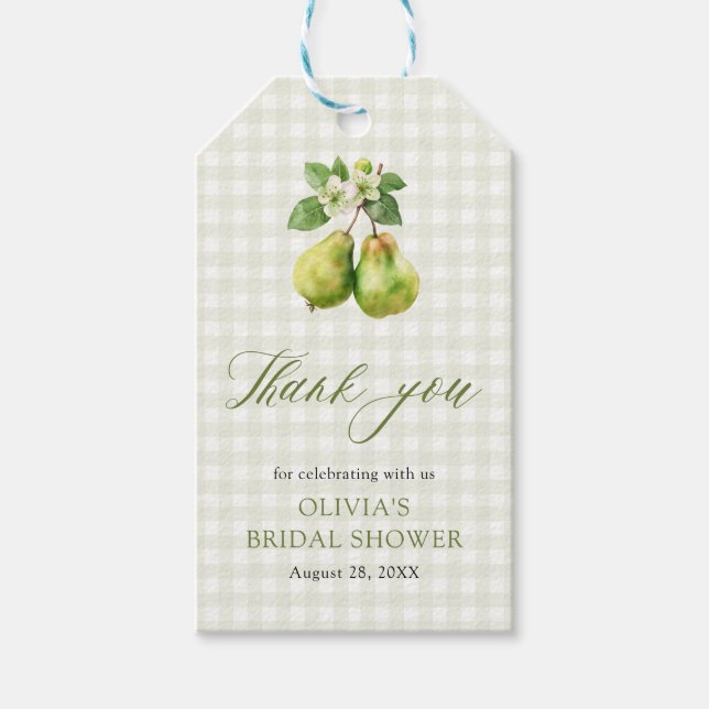 Etiqueta Para Presente Modern Green Gingham Perfect Pair Bridal Shower (Frente)