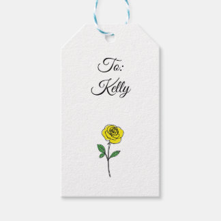 Etiqueta Para Presente Modern Hand Drawn Yellow Rose Customize Name