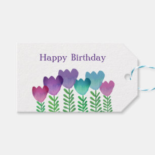 Etiqueta Para Presente Modern Happy Birthday Floral