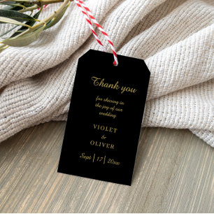 Etiqueta Para Presente Modern Minimalist Black Gold Wedding