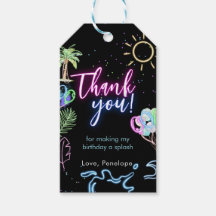 Modern Neon Glow Black Pool Party Thank you