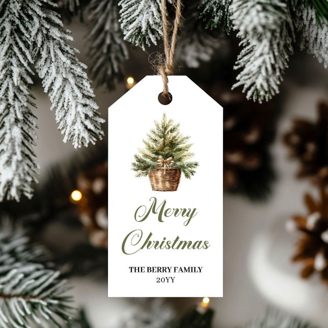 Etiqueta Para Presente Modern Neutral Christmas Tree Holiday Gift Label (Modern Neutral Christmas Tree Holiday Gift Label)
