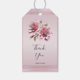 Etiqueta Para Presente Modern Pink Flowers Gift Tag