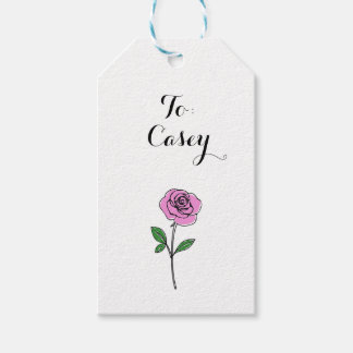 Etiqueta Para Presente Modern Pink Rose Custom Name
