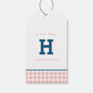 Etiqueta Para Presente Modern Preppy Monogramas e Gingham Gift Tags