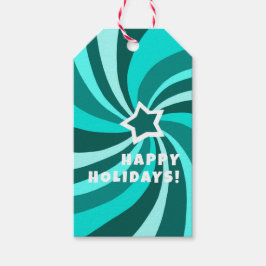 Etiqueta Para Presente Modern Swirl FELIZES FÉRIAS PERSONALIZADO Verde DE
