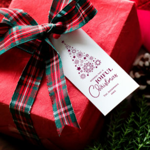 Etiqueta Para Presente Modern Trendy Magenta Felry Script de Natal
