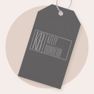 Etiqueta Para Presente Moderno, cinzento no logotipo escuro do cinza, do