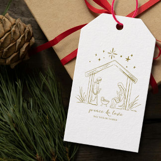 Etiqueta Para Presente Moderno Natal Natividade paz amor religioso
