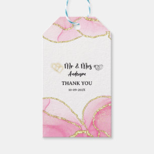 Etiqueta Para Presente Moderno Rosa e Dourado Senhor e Senhora
