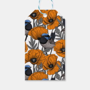 Etiqueta Para Presente Moinhos de fada e flores de papoila laranja 2