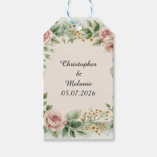 Etiqueta Para Presente Moldura Floral em Aquarela Elegante