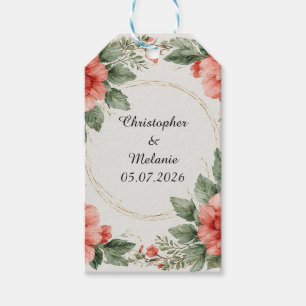 Etiqueta Para Presente Moldura Floral em Aquarela Elegante