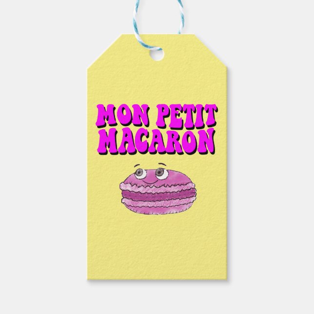 Etiqueta Para Presente Mon Petit Macaron Retro Groovy Text (Frente)