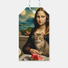 Etiqueta Para Presente Mona Lisa & seu gato - Vibrações de verão