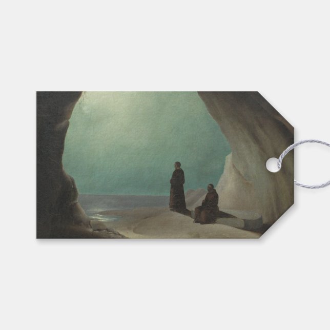 Etiqueta Para Presente Monges em Grotto (por Carl Blechen) (Frente (horizontal))