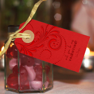 Etiqueta Para Presente Monocromático Vermelho Monograma