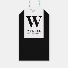 Etiqueta Para Presente Monogram black Newly Wed gift for Wedding